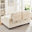 Canapé en velours côtelé moelleux avec dossier carré et réglable, idéal pour les chambres ouvertes. Blanc, mousse et ressorts. Largeur : 123 cm, profondeur : 155 cm, hauteur : 94 cm, poids : 63 kg. Modulable et flexible, il offre différentes postures, un bon maintien et une surface lisse.