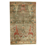 Hand Knotted Wool Oriental Area Rug in Green