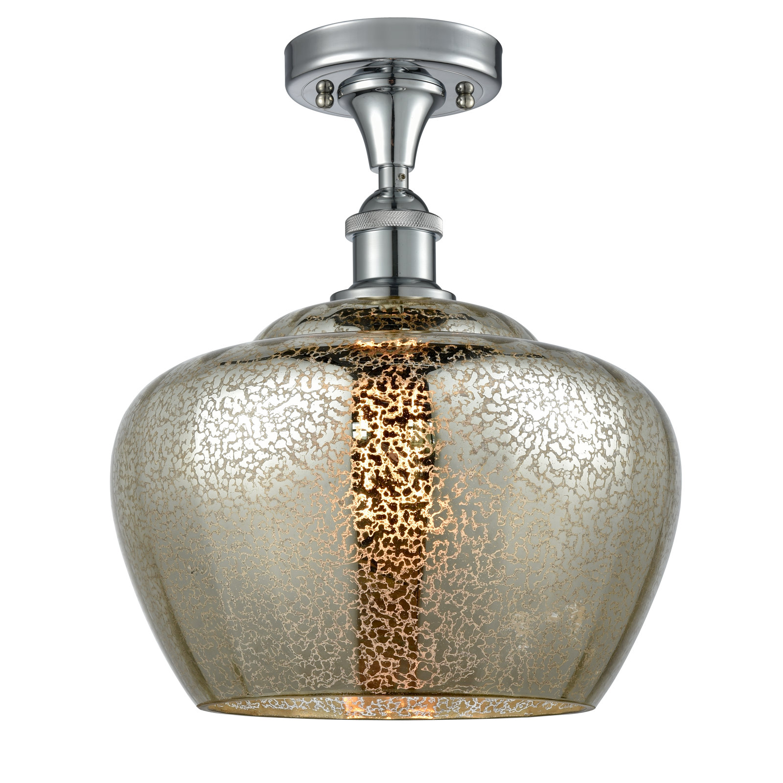 Renee Single Light Glass Semi Flush Mount, Mercury, Polished Chrome, 60 Watt Vintage Incandescent Bulb