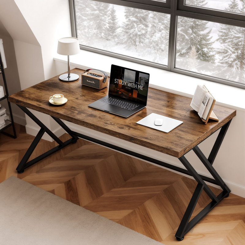 Kelleia Writing Desk, Rustic Brown/Black, 30.1" H x 55" W x 23.6" D