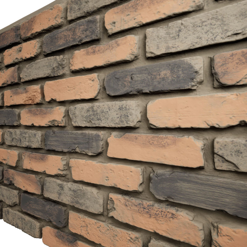 EverStone Aged Brick Faux Brick Panel, 46 7/8"W x 27"H x 1 1/4"D, Limewashed Colour, Panel, Alamo, Aged Brick