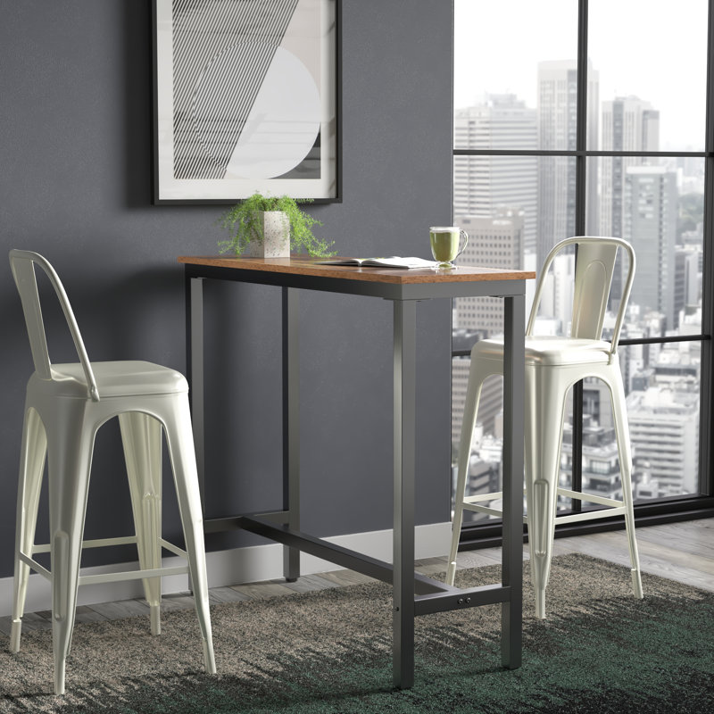 Metal Base Dining Table, Rustic Brown