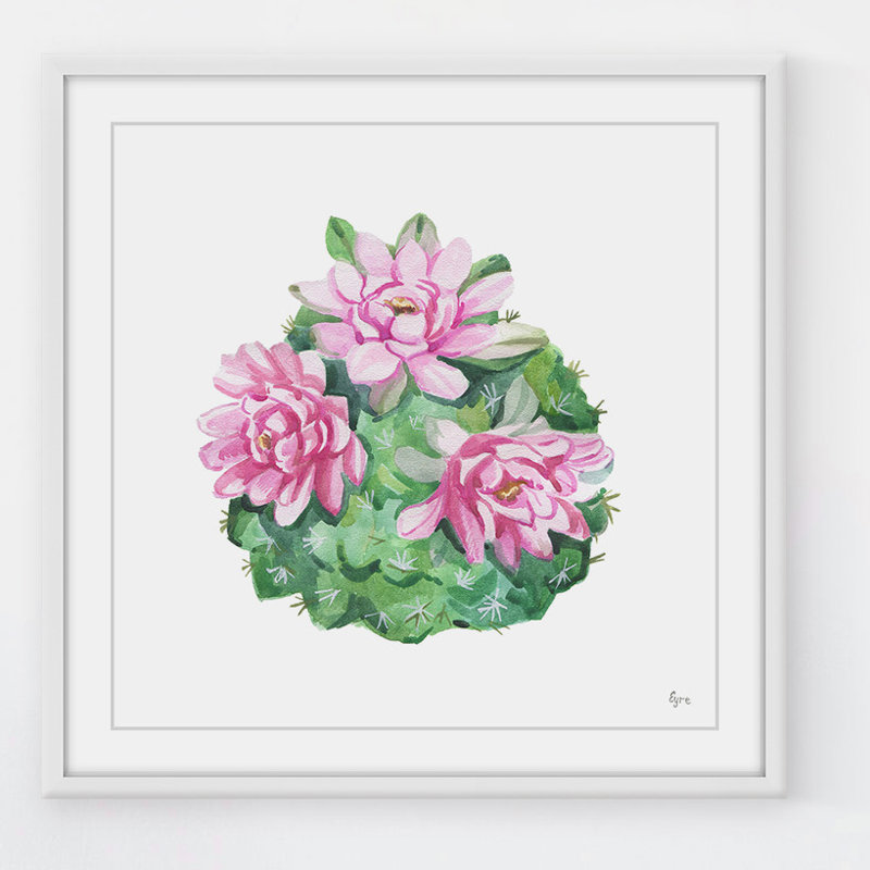 « rose beauté », reproduction de peinture à l’aquarelle encadrée, H 32 po x l 32 po x P 1,5 po
