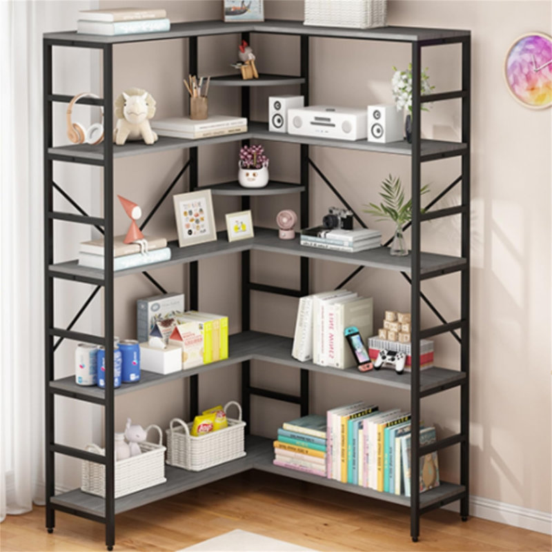 Cloudview Corner Bookcase, Gray