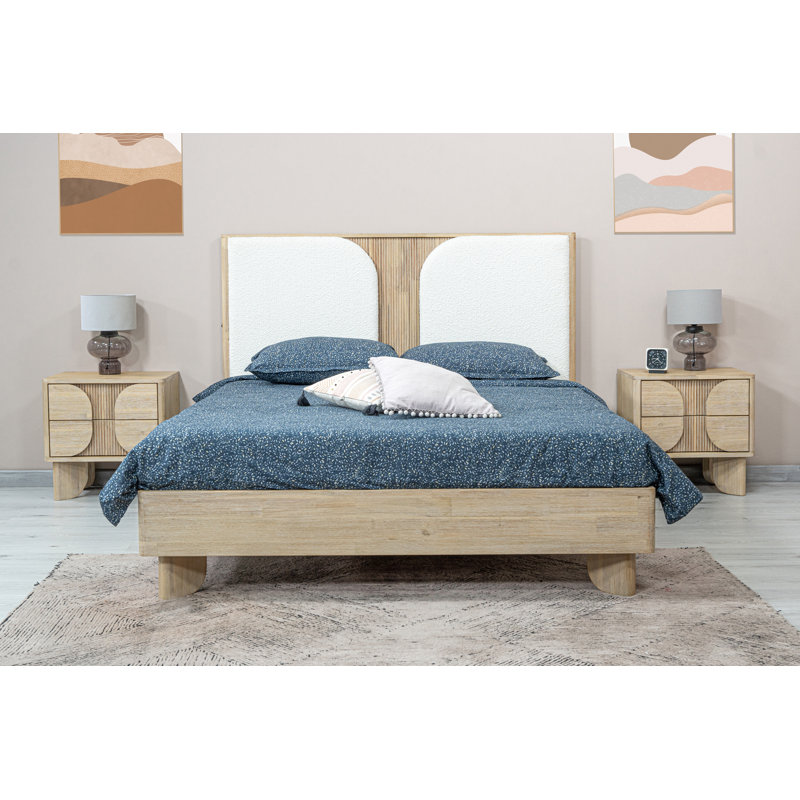 Hina 2-Drawer Acacia Nightstand