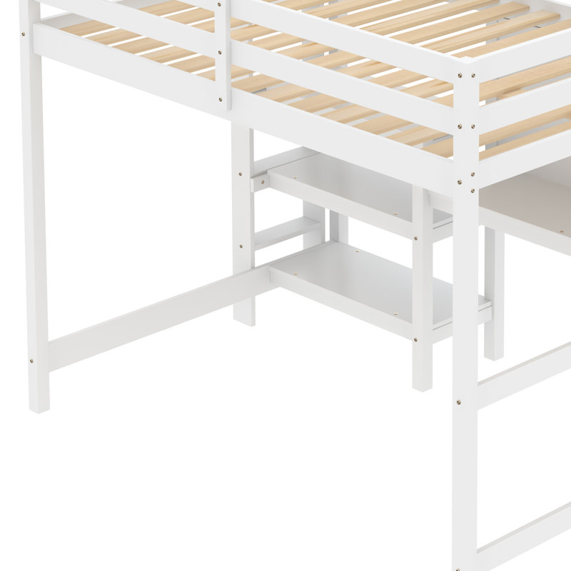 Lit mezzanine double Orelia pour enfants, Blanc