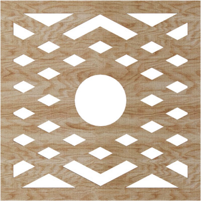 24"OD x 6 1/4"ID x 1/4"T Chevron Wood Fretwork Pierced Ceiling Medallion, Hickory