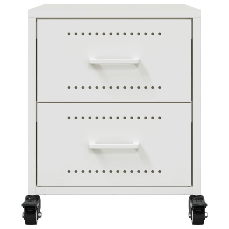 Angala 36cm W Steel Bedside Table, White
