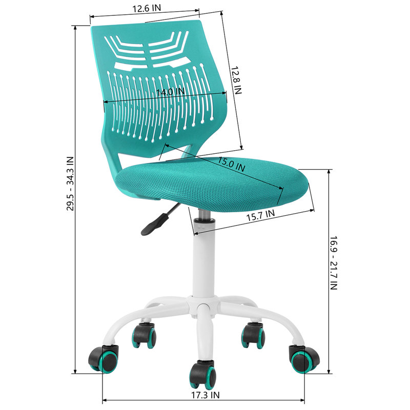 Chaise de bureau Adetola, Turquoise