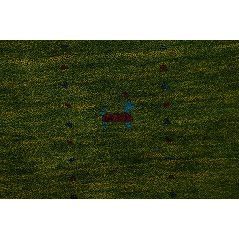 Handmade Green Gabbeh Area Rug 5x8