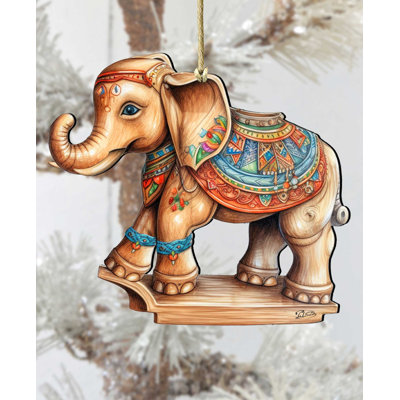 Carousel Elephant Wooden Ornament by G. Debrekht