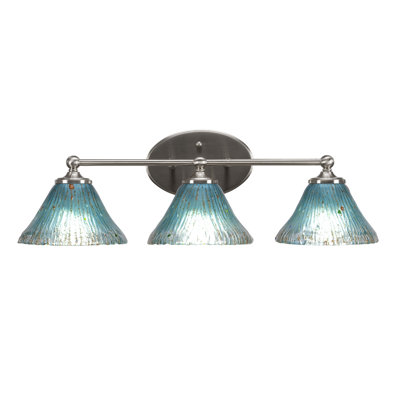Sadea Light Bath Bar Shown With 7" Teal Crystal Glass