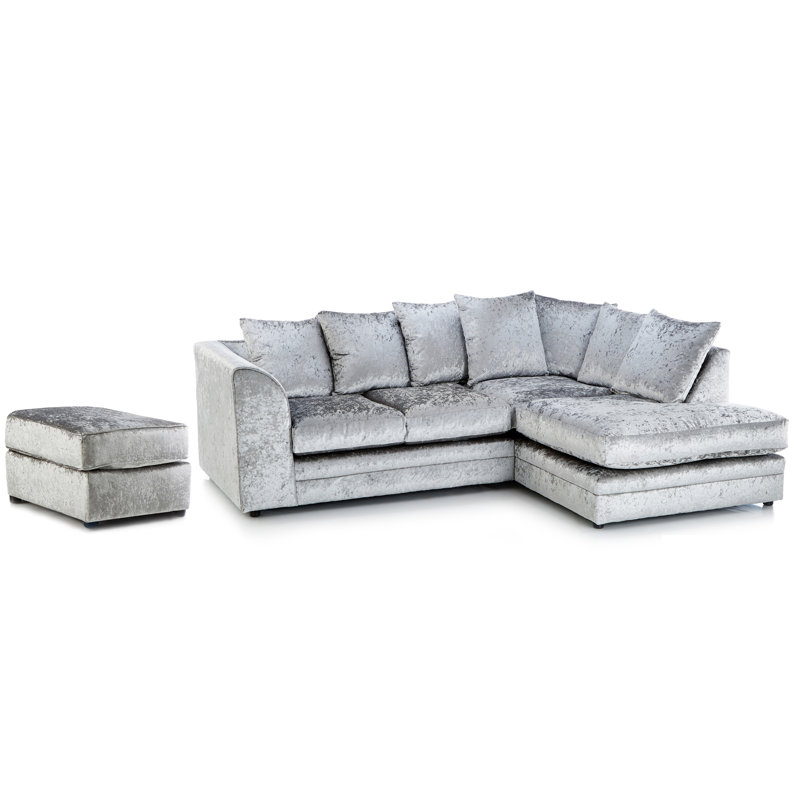 Romelia 2 - Piece Velvet Living Room Set, Right Hand, Silver
