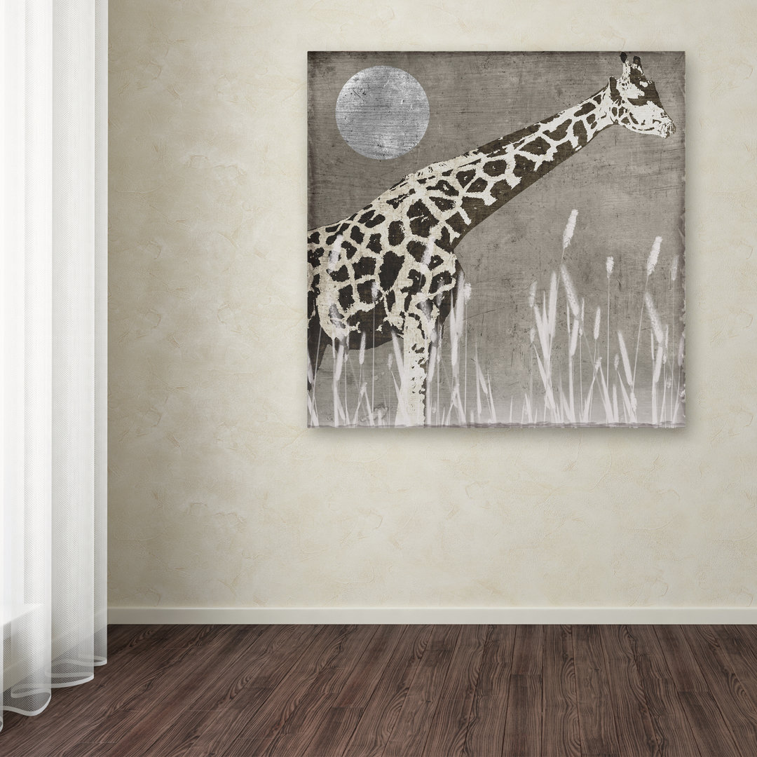'Moon Giraffe' by Jadaya Graphic Art on Wrapped Canvas Lark Manor™ 