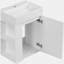 Meuble-lavabo de 20 po avec lavabo en céramique, poignée dorée et tablettes de rangement latérales-2101386474