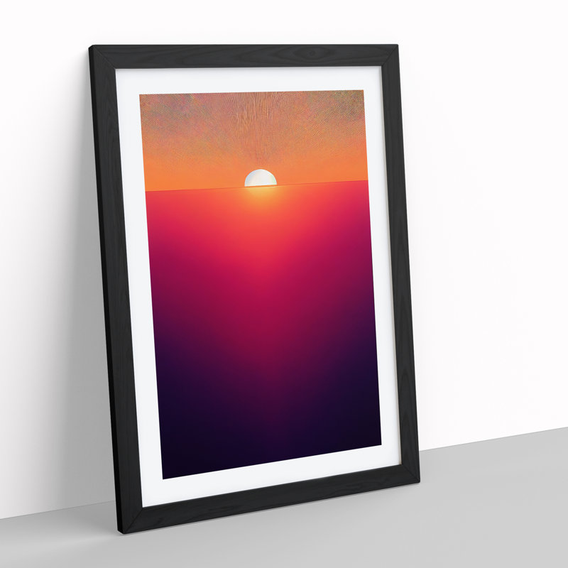 Beguiling Abstract Sunset - Wall Art, Black Framed, 66cm H x 48cm W x 2cm D, White