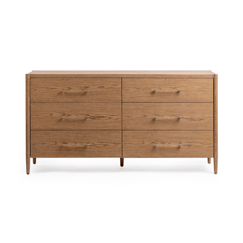 Alisen Oak Wood 6-Drawer Dressser