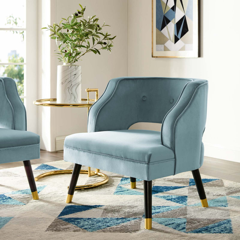 Carson Carrington Taktsberget Velvet Armchair by Modway, Light Blue