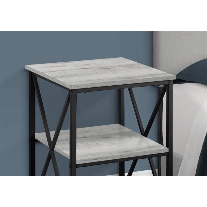 Table d'appoint, côté, bout, table de chevet, lampe, stratifié, métal, Noir, noir, noir, noir, Gris