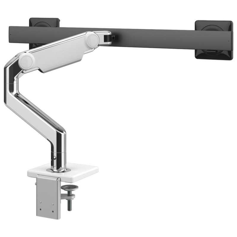 Height Adjustable Universal 2 Screen Desk Mount, White