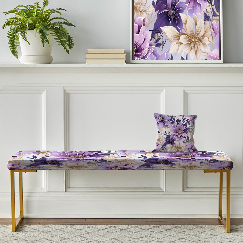 Orchid Dream - motif tropical - banc rembourré doré