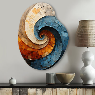 Landis Collage Spiral - Abstract Spirals, art asymétrique en métal, impression moderne de forme irrégulière