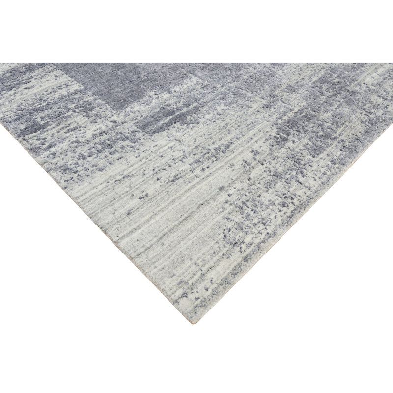 Hand Knotted Area Rug in Gray/Blue, Rectangle 6' x 9'