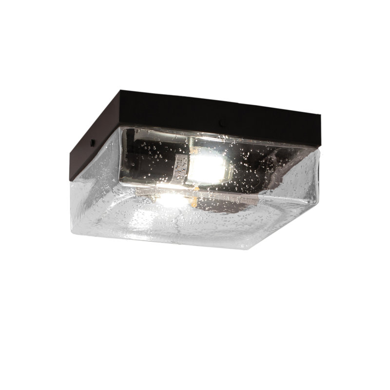 Plafonnier encastré 10 po à 2 ampoules Pietro, fini noir mat avec verre transparent