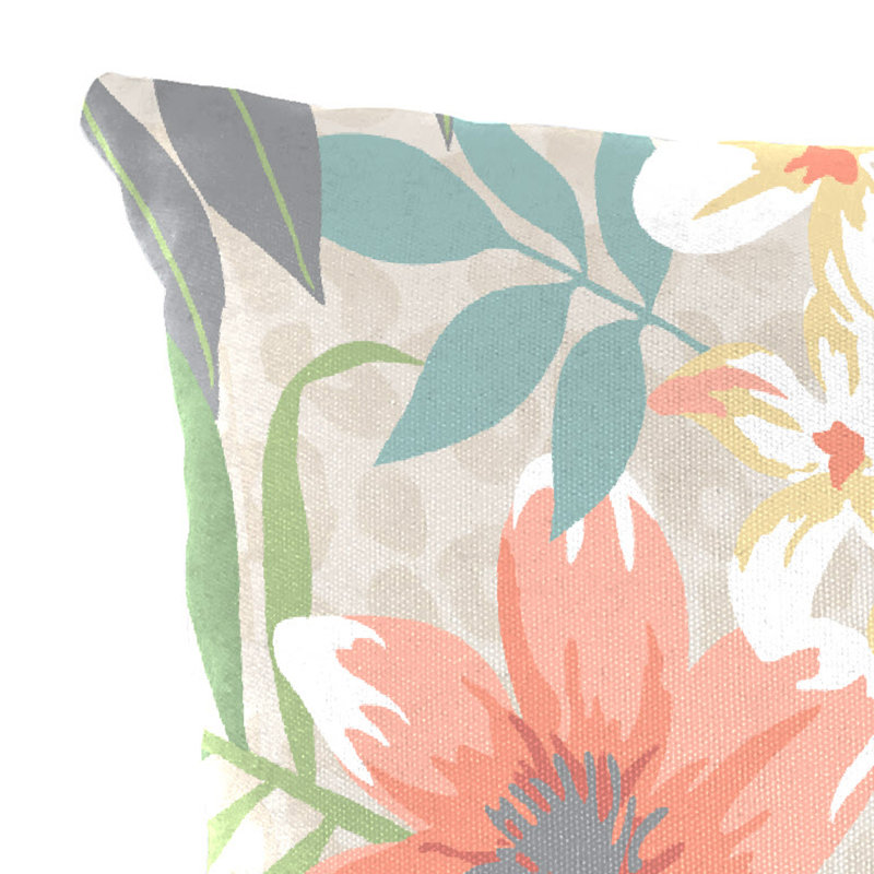 16" x 12" Menda Tearose Multicolor Floral Outdoor Lumbar Throw Pillow (Set of 2), Multicolor Floral