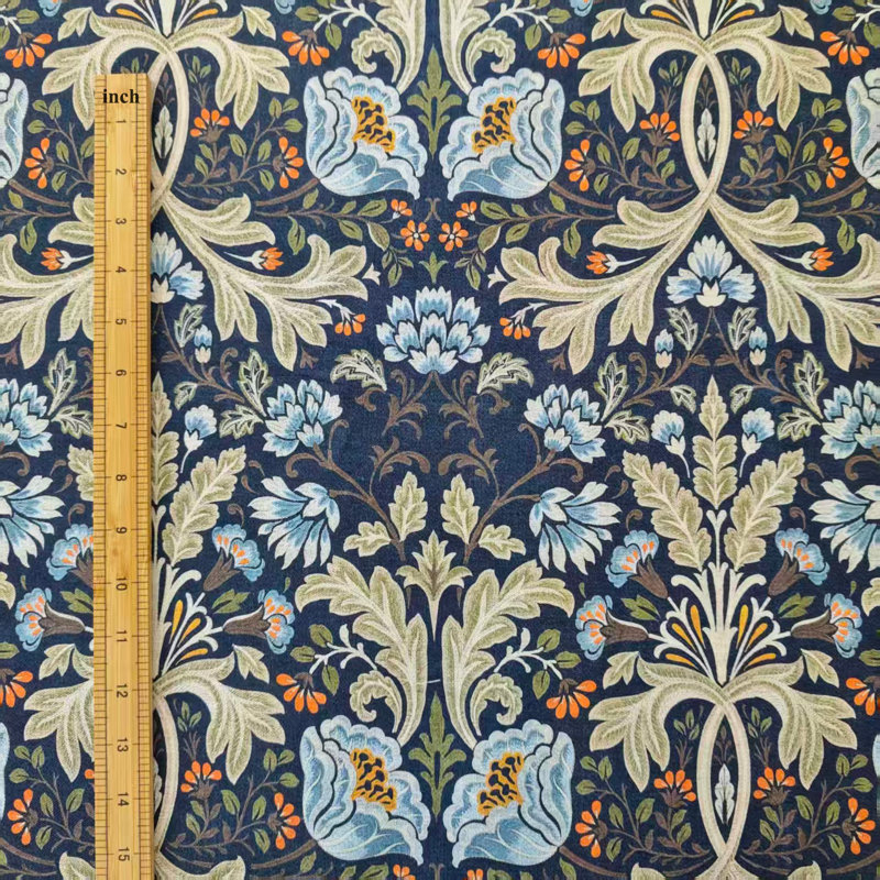 Nappe ronde en lin texturé 84 po, 84R, Blue Chrysanthemum