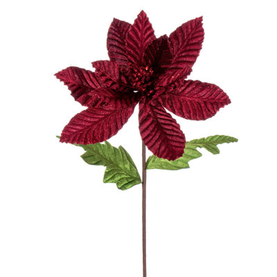 Velvet Glitter Trim Poinsettia 22" Velvet Glitter Trim Poinsettia