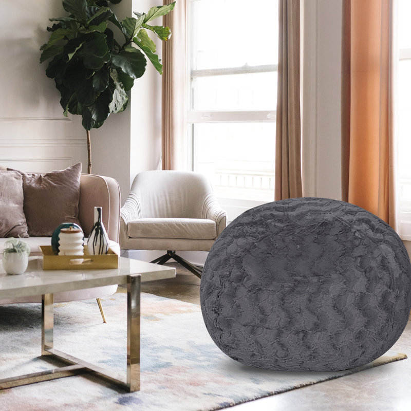 Fauteuil à billes en fausse fourrure gris, Gris