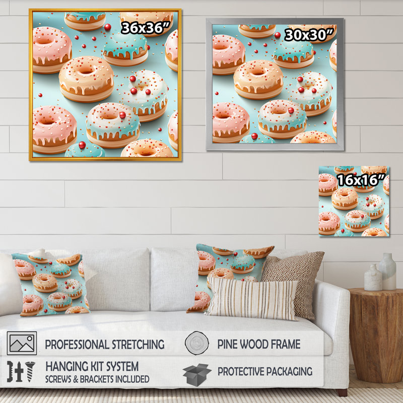 «Pink Donut Kithchen», art mural, H 36 po x l 36 po x P 1,5 po