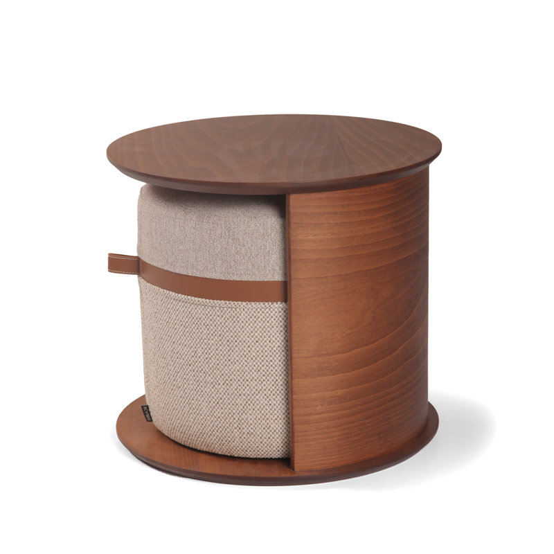 Mono Kangaroo Solid Wood End Table, Light Walnut/Gray