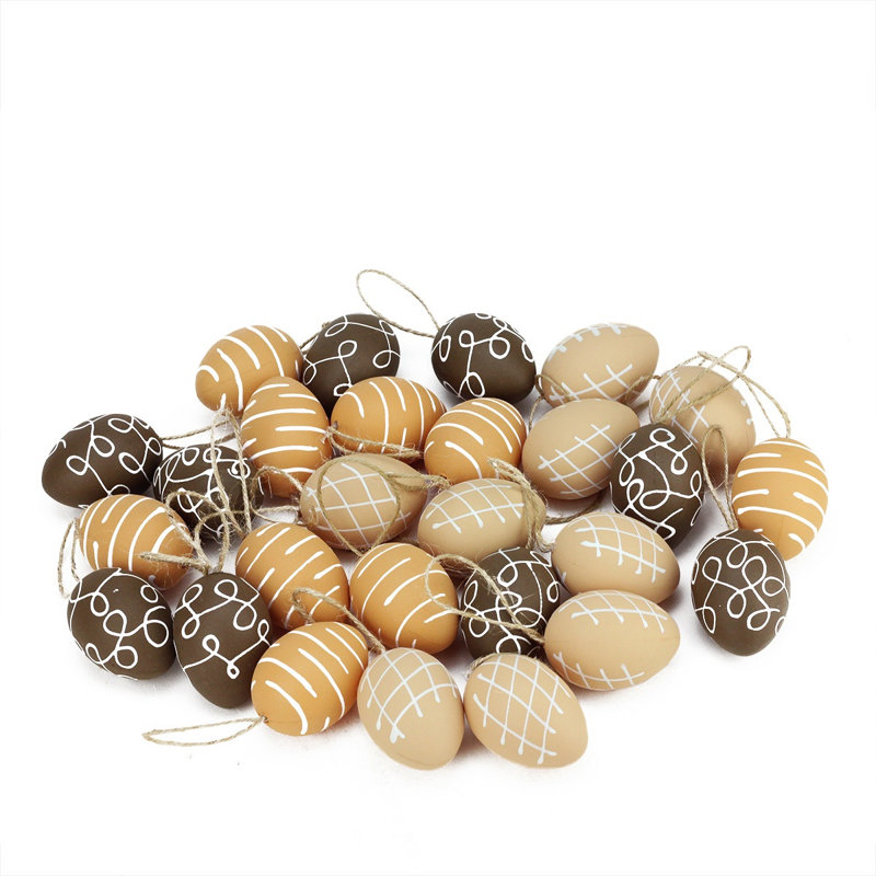 Ensemble de 27 décorations en forme d'œuf de printemps brun et beige 2,25 po