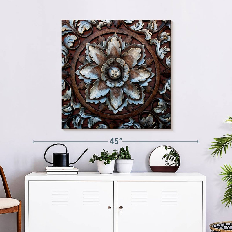 Senne Thai Style Carved Flower, 30" H x 30" W