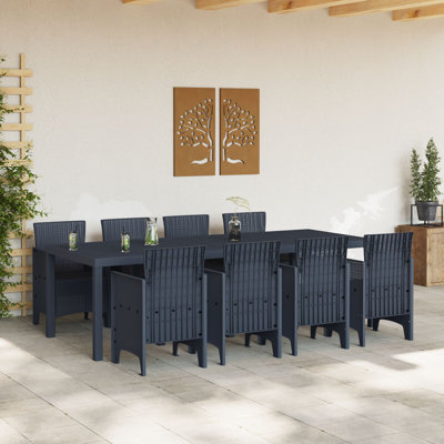9 Piece Garden Dining Set Poly Rattan