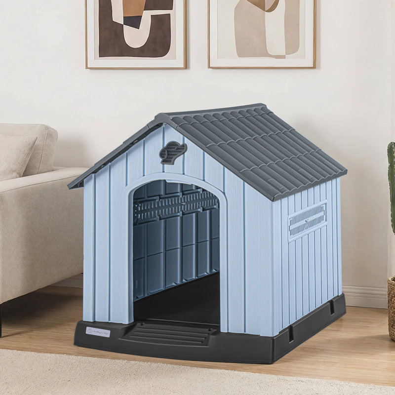 Large Dog House Outdoor Weatherproof, Gray, 39.1"H x 36.81"W x 38.7"D