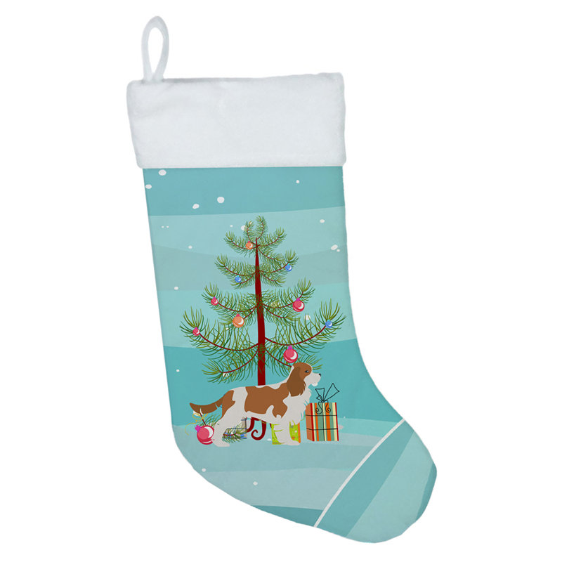 Chaussette de noël joyeux de noël, Épagneul Cavalier King Charles brun