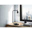 Éclairage, H 20 po, lampe de table, port USB inclus, métal noir, abat-jour en verre, moderne