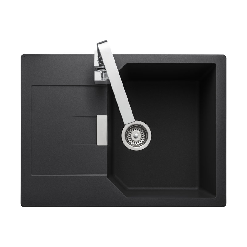 Mayon Single Bowl Inset Kitchen Sink, Ash Black