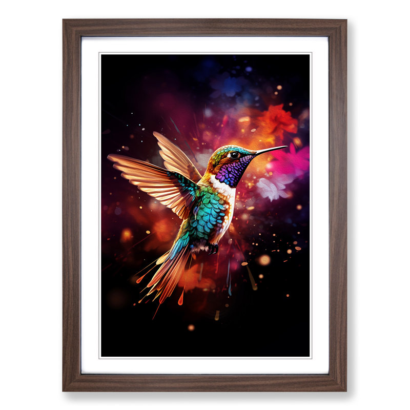 Hummingbird Digital Framed Print, Walnut Framed, 34cm H x 25cm W x 2cm D