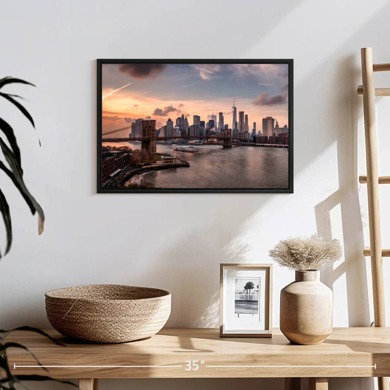 Brooklyn Dusk, 19 po x 13 po, Cadre flottant noir