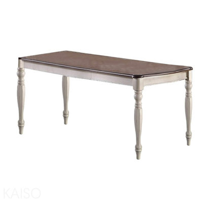 Transitional Dining Table Antique White Oak Top Rectangle 2 Extension Leaves