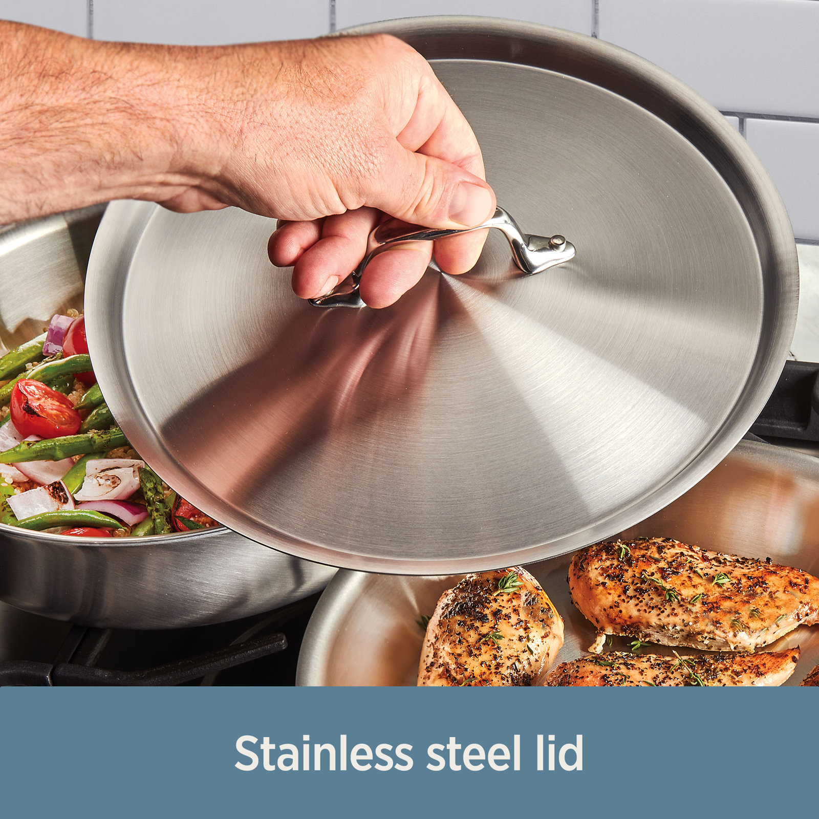 D3 Stainless Steel Saute Pan with Lid, 5 Qt.