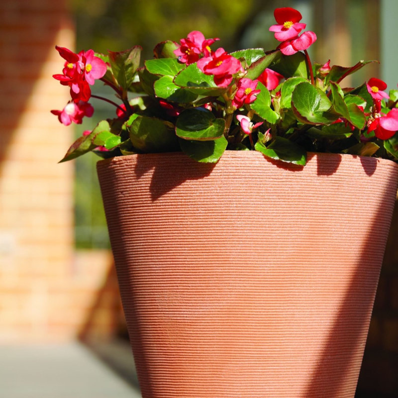 Weathered Terracotta 14" Modern Round Resin Planter
