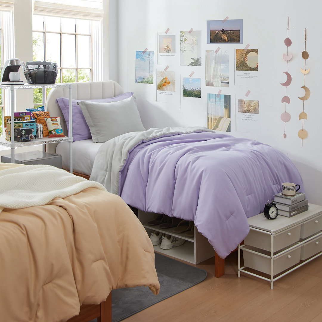 Double Brushed Microfiber Reversible Twin XL Comforter Set DormCo