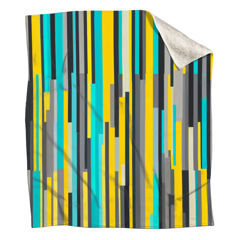 Vertical Stripes Pattern Blankets, 60in W x 80in H, Bright Yellow and Cyan