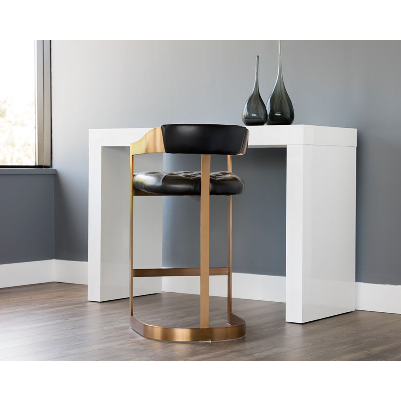 Beaumont 26" Bar Stool, Antique Brass, Cantina Black, Bar Stool (30" Seat Height)