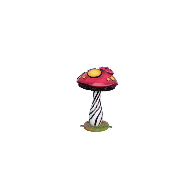 Statue de petit champignon rayé surdimensionné